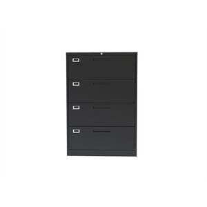 4-Tier Black Metal File Cabinet Locker with Clasp Hands, 2-Folding Keys and 4-Storage Drawers