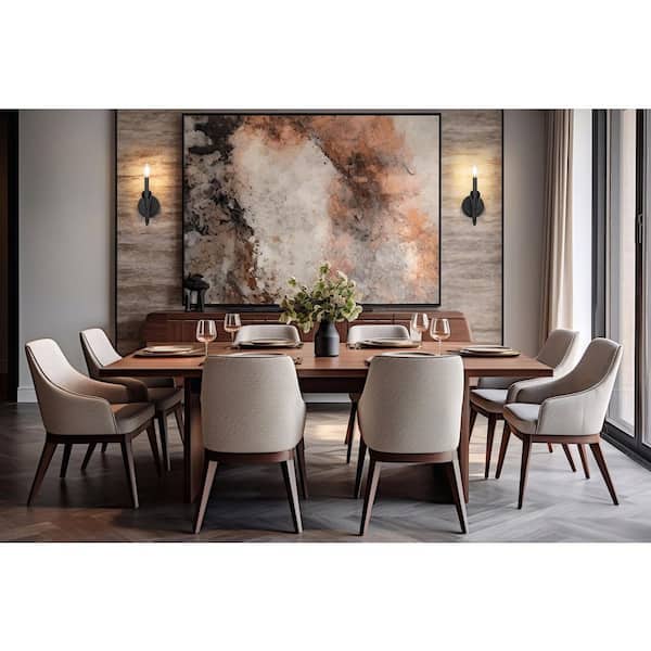 Claudelle 5.75 in. 1 Light Matte Black Wall Sconce with White Fabric Shade