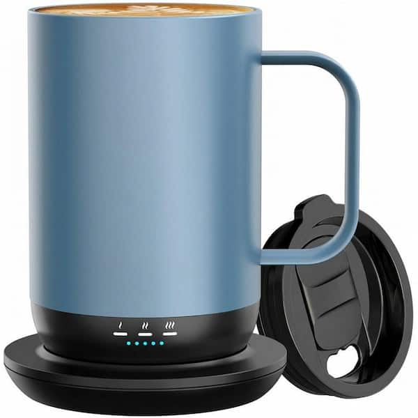 16 oz White Drinkware Ceramic Self-Heating Coffee Mug with App and Button Control for Hot Drinks, 1 Piece