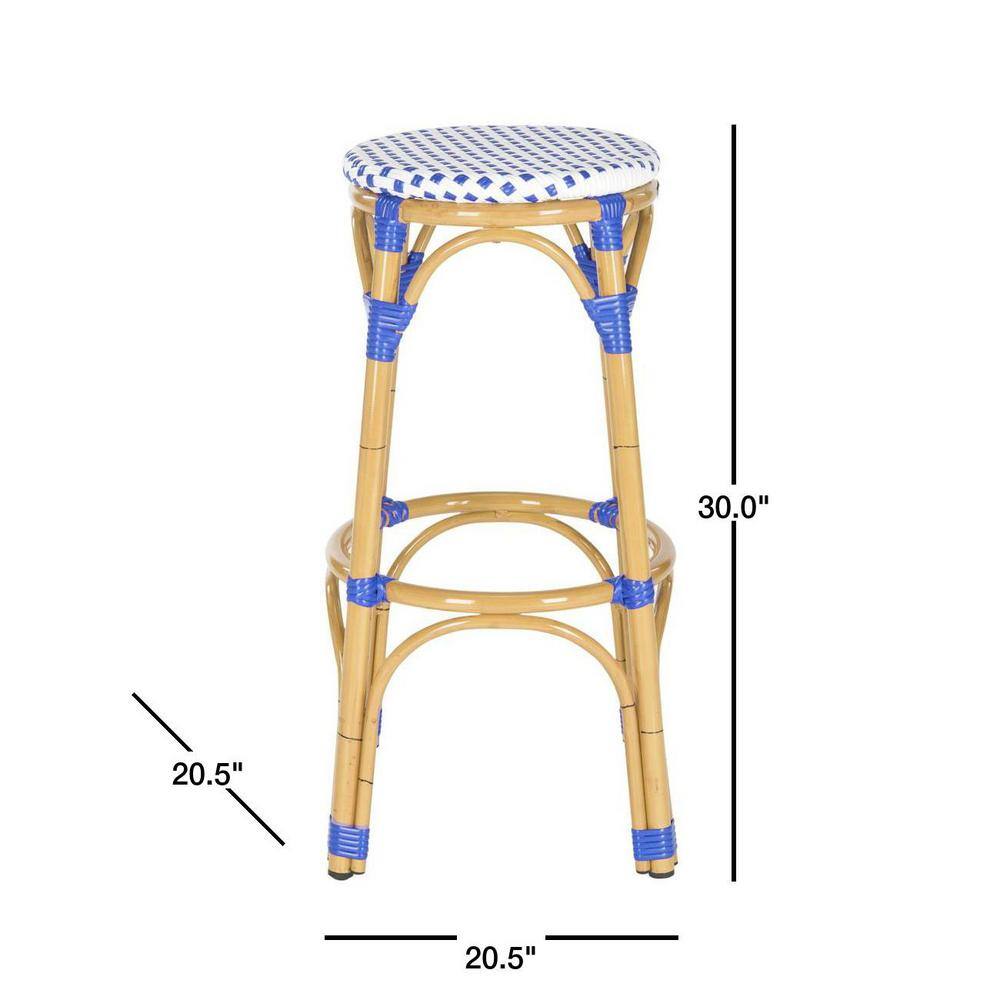 Blue and White Woven Aluminum Outdoor Stool