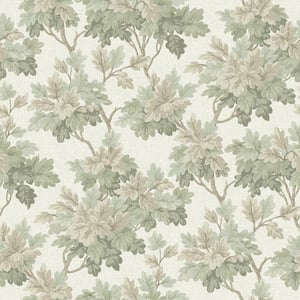 Green Oakcliff Sage Leaf Trail Wallpaper Sample