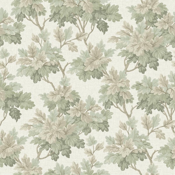 Erin Gates Green Oakcliff Sage Leaf Trail Wallpaper Sample