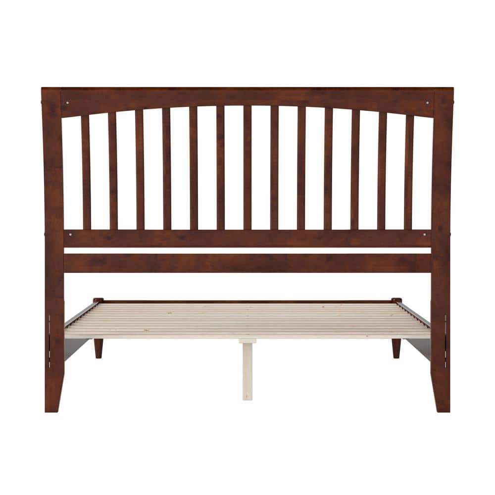 Orleans Queen Walnut Wood Low Profile Sleigh Platform Bed
