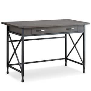 Chisel and Forge 46 in. Smoke Gray and Matte Black Writing Desk with Drop Front Keyboard Drawer
