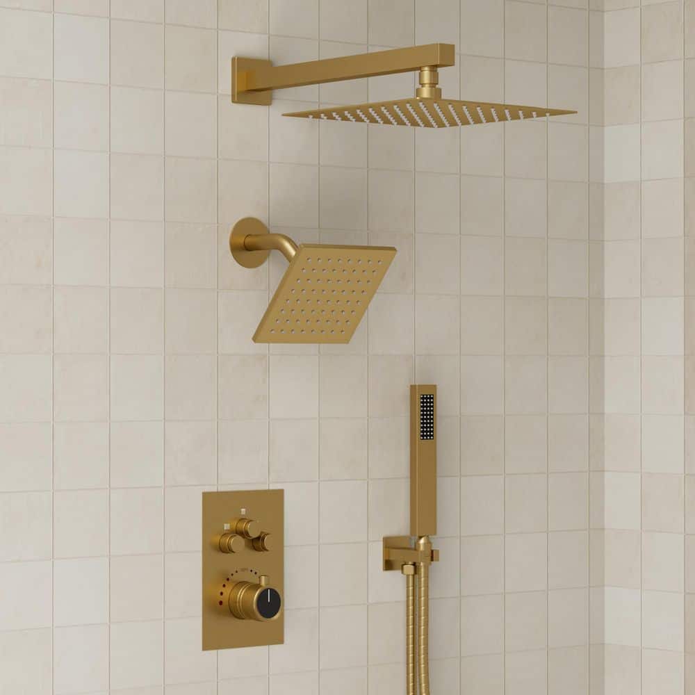 YAWWALK Thermostatic Valve 7-Sprays 12 & 6 in. Wall Mount Dual