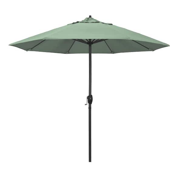 California Umbrella 9 ft. Black Aluminum Market Patio Umbrella Auto Tilt in Spa Pacifica