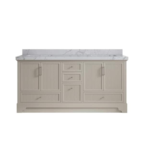 Willow Collections Alys 72 in. W x 22 in. D x 36 in. H Double Sink Bath Vanity in Fine Grain with 2 in. Venatino Top