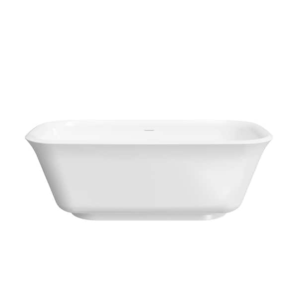 Regal 67 in. x 31.5 in. Soaking Bathtub with Center Drain in Glossy White Freestanding 100% Pure Virgin Acrylic Bathtub