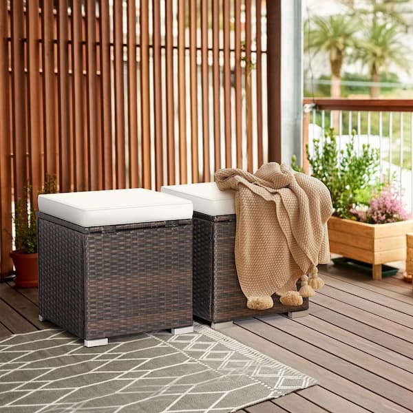 White on sale outdoor ottoman