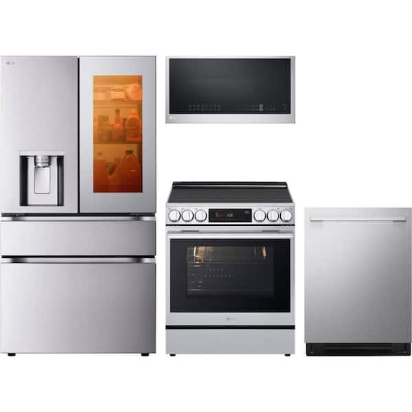 29 cu. ft. Standard Depth Mini Craft Ice French Door Refrigerator with 5 Burner Range and 1-Hour Wash Dry Dishwasher