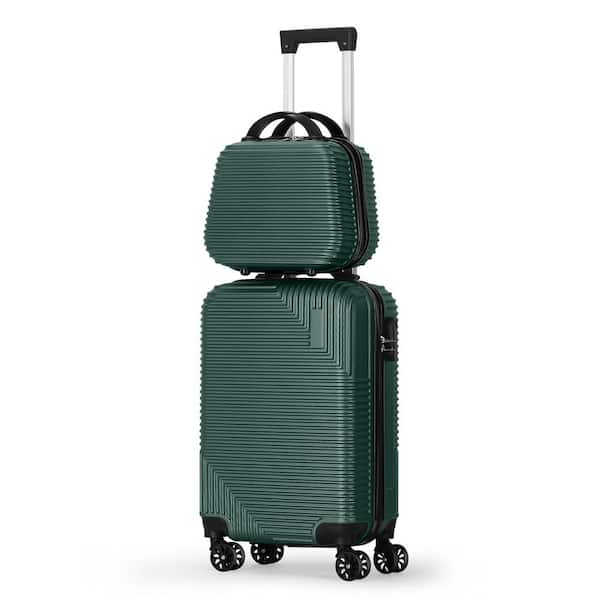 HIKOLAYAE 2-Piece Green Luggage Set ABS Hardshell Lightweight Suitcase Lock with 4 Spinner Wheels14 in./20 in.