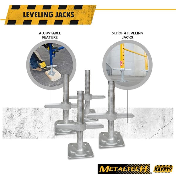 Scaffolding Leveling Jack Steel Plate Base Adjustable Screw 8 Pack MetalTech NEW 