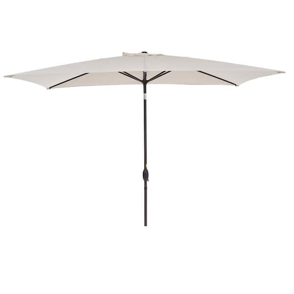 Unbranded 10 ft. x 6.5 ft. Outdoor Market Tilt Patio Umbrella in Beige with Crank