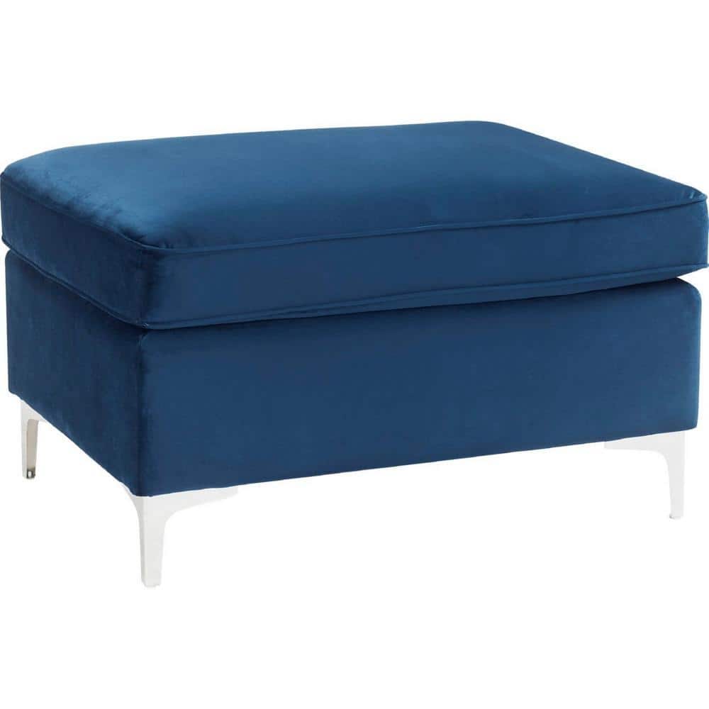 Benjara Blue Fabric Rectangle Accent Ottoman BM250317 - The Home Depot
