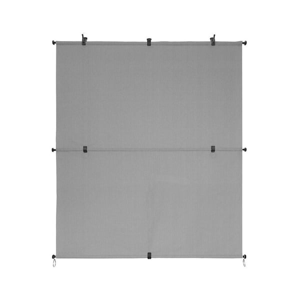 4 ft. x 6 ft. Light Gray Cordless Fold Shade Blind Sun Shade, UV Blockage for Patio Porch Backyard Gazebo Deck Balcony