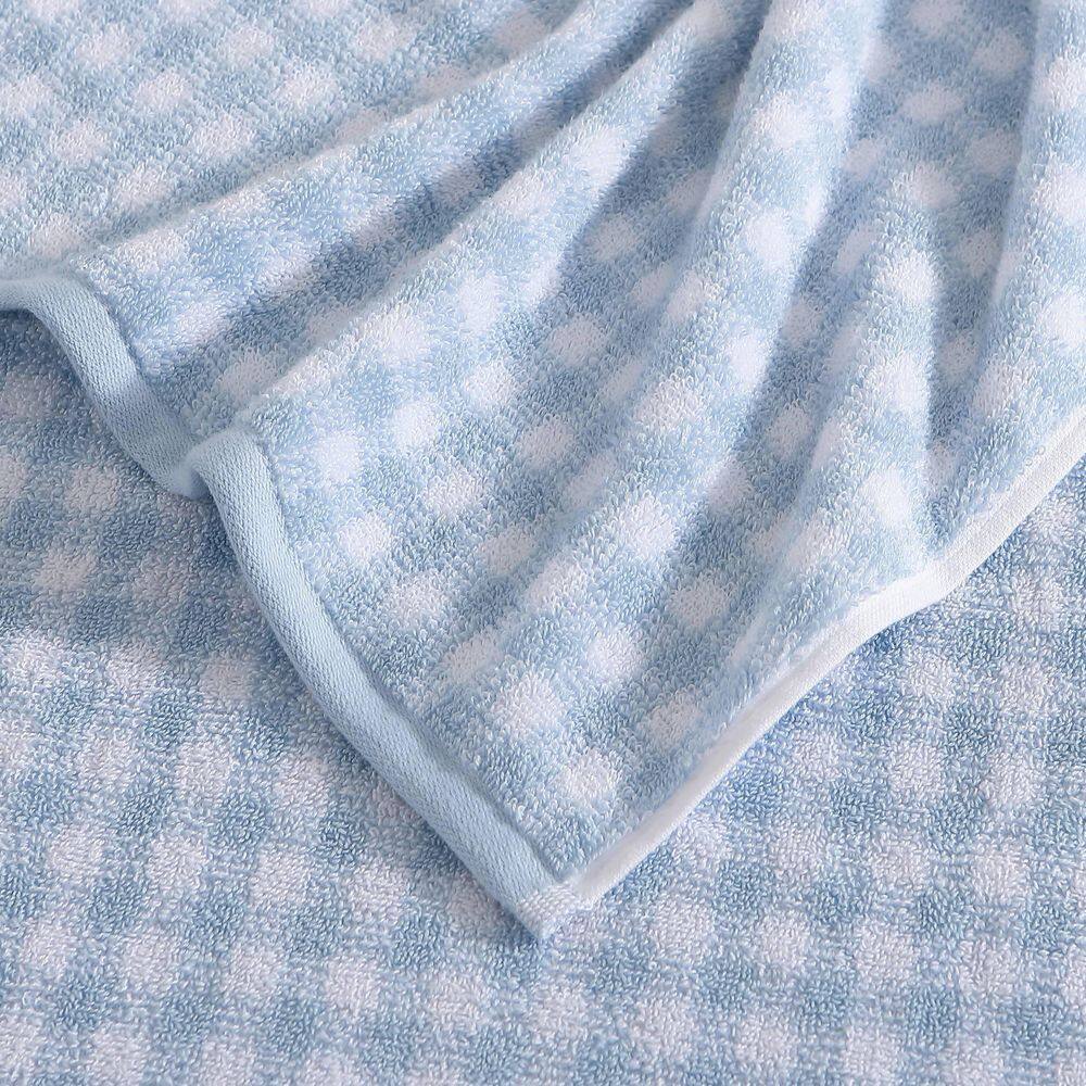 Ginny Blue and White Cotton Gingham Towel Set, 3 Pieces