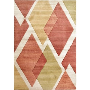 Stella 6 ft. 7 in. X 9 ft. 2 in. Red/Gold/Ivory Geometric Indoor/Outdoor Area Rug