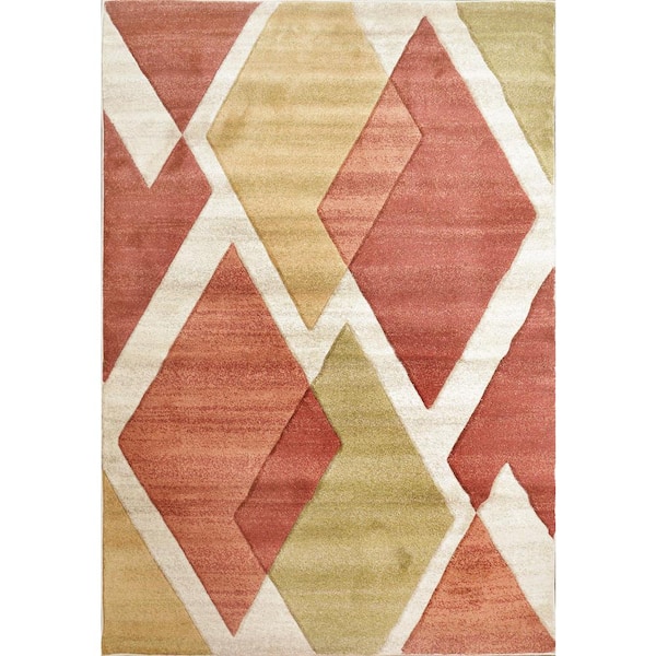 Dynamic Rugs Stella 7 ft. 10 in. X 10 ft. 6 in. Red/Gold/Ivory Geometric Indoor/Outdoor Area Rug