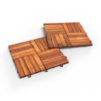 1 ft. x 1 ft. Interlocking Solid Hardwood Acacia Deck Tile in Golden Teak (10-Piece per Carton - 10 sq. ft.)