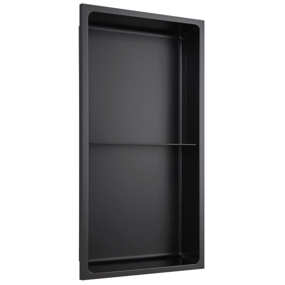 Matte Black Stainless Steel Double Shelf Shower Niche