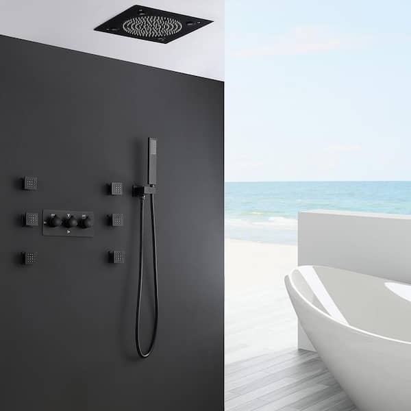 Rain Shower Set System 20 x 14 with LED and Thermostatic Smart Mixer