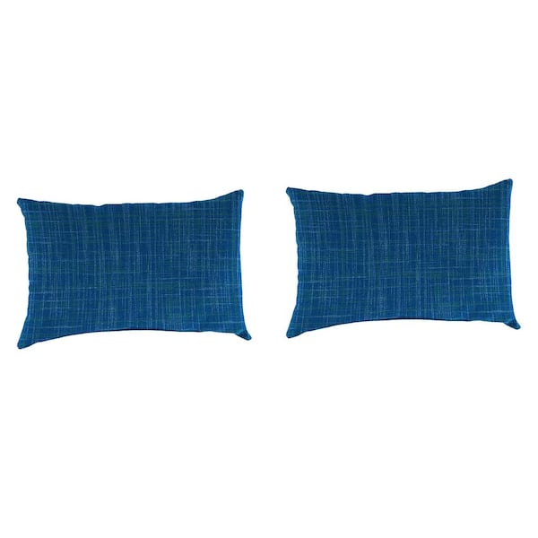 18 in. L x 12 in. W x 4 in. T Harlow Lapis Outdoor Lumbar Throw Pillow (2-Pack)