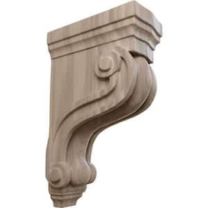 3-3/8 in. x 6-1/2 in. x 10-1/2 in. Unfinished Walnut Boston Traditional Scroll Corbel