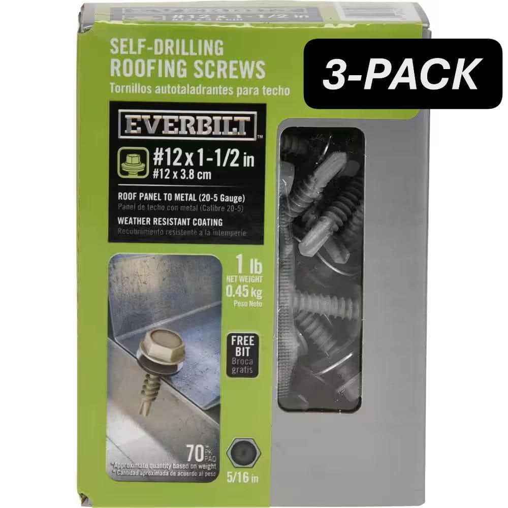 3-Pack #12 x 1-1/2 in. Flange Hex Head Hex Drive Self-Drilling Screw with Neoprene Washer (3 lb / 210-Piece) price history on PriceWatchPro