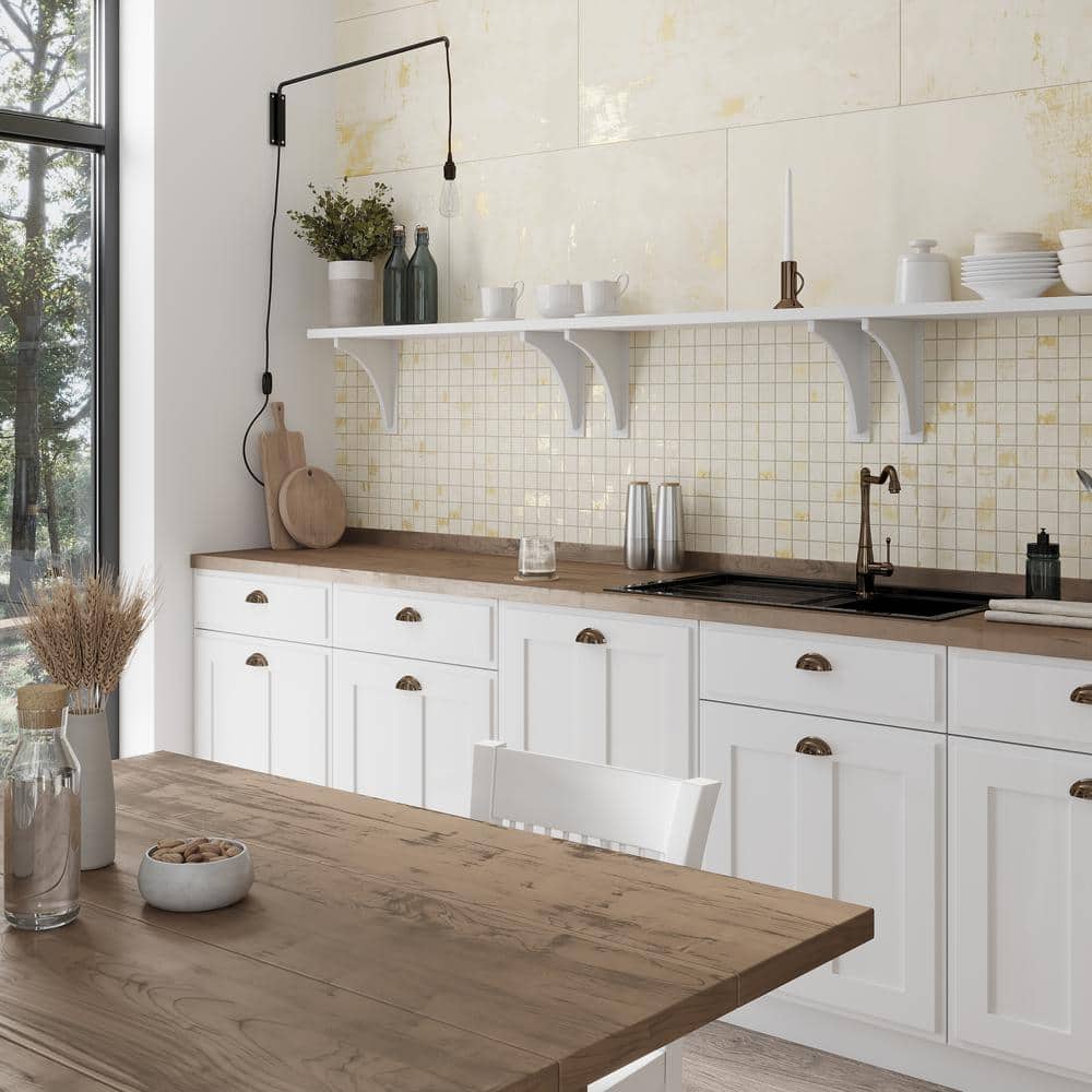 Aureate Light Beige Porcelain Mosaic Wall and Floor Tile
