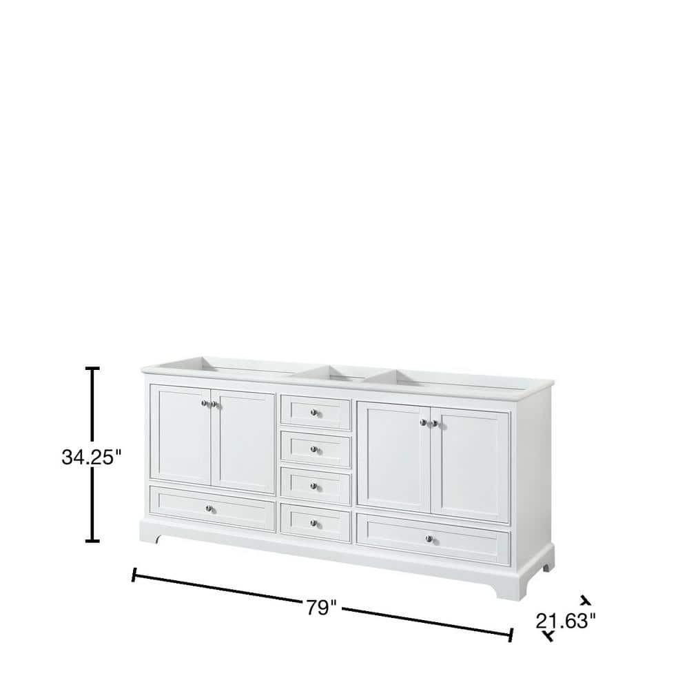 Deborah 79" White Wood Double Bathroom Vanity Base