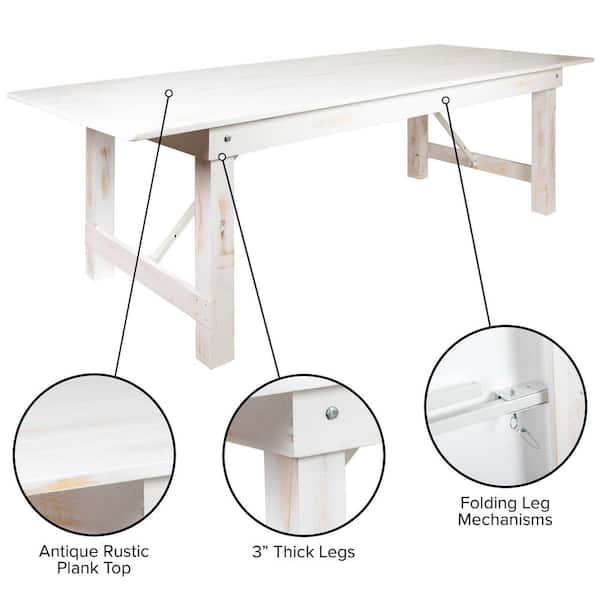 Carnegy Avenue Antique Rustic White Wood 4 Legs Dining Table Seats