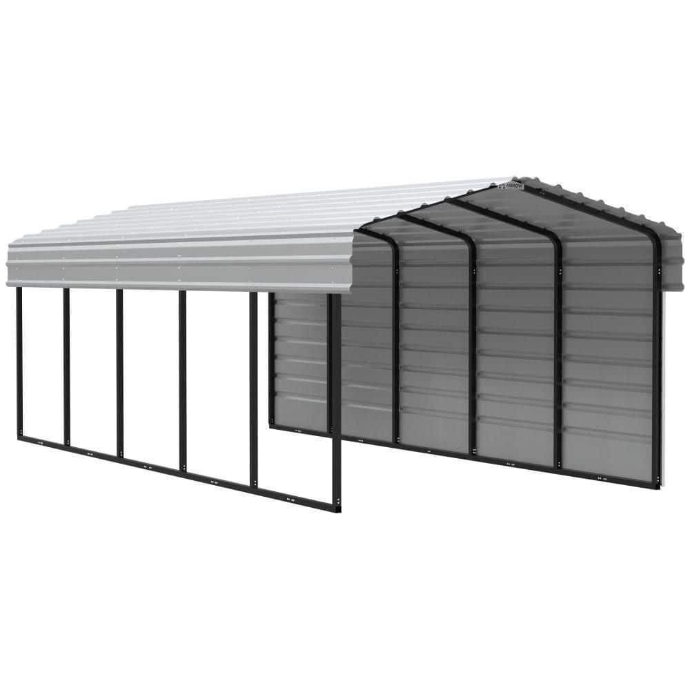 ARROW 10 ft. W x 24 ft. D x 7 ft. H Eggshell Galvanized Steel Carport with 1-Side Wall Kit (CPH102407ECL1)
