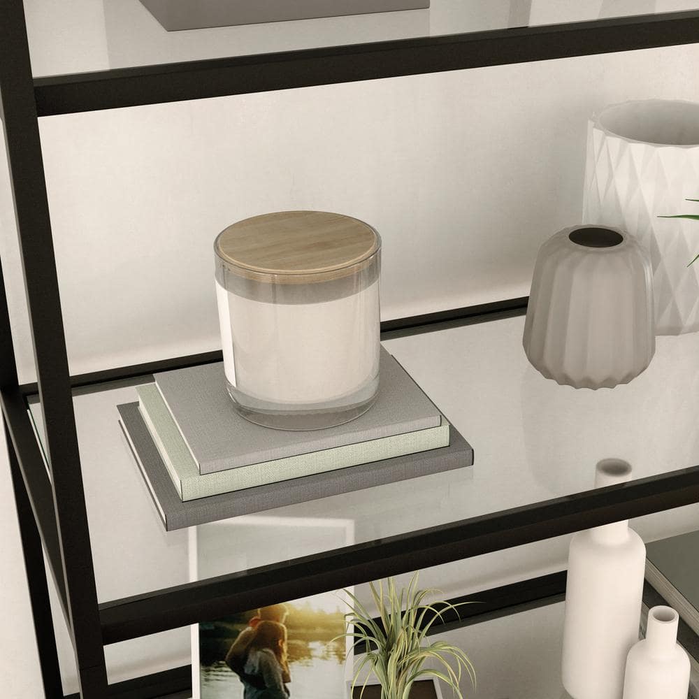 Harvey Park 66'' Black Metal and Glass 5-Shelf Bookcase