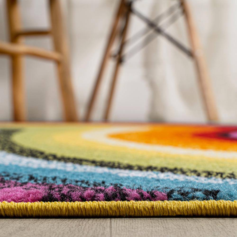 Colorful Abstract Swirl Multicolor 5 x 8 Area Rug
