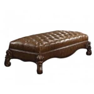 Amelia Brown 65 in. Faux Leather Bedroom Bench Backless Upholstered