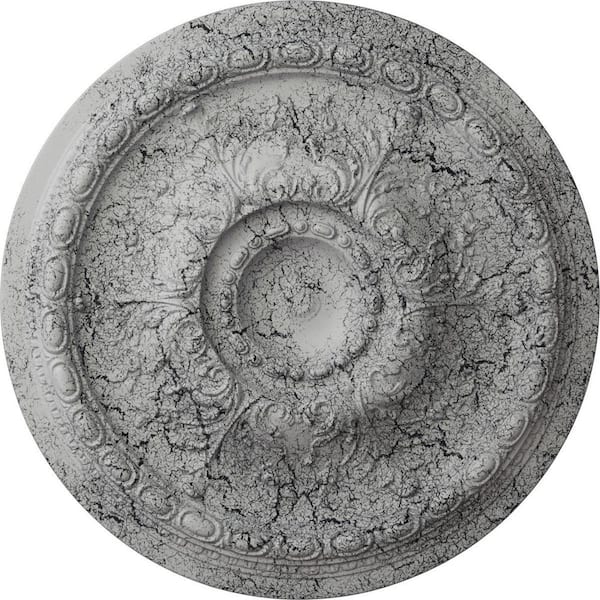 Ekena Millwork 2-3/4 in. x 28 in. x 28 in. Polyurethane Stockport Ceiling Medallion, Ultra Pure White Crackle