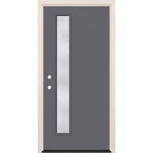 36 in. x 80 in. Right-Hand/Inswing 1-Lite Rain Glass London Painted Fiberglass Prehung Front Door w/6-9/16 in. Frame