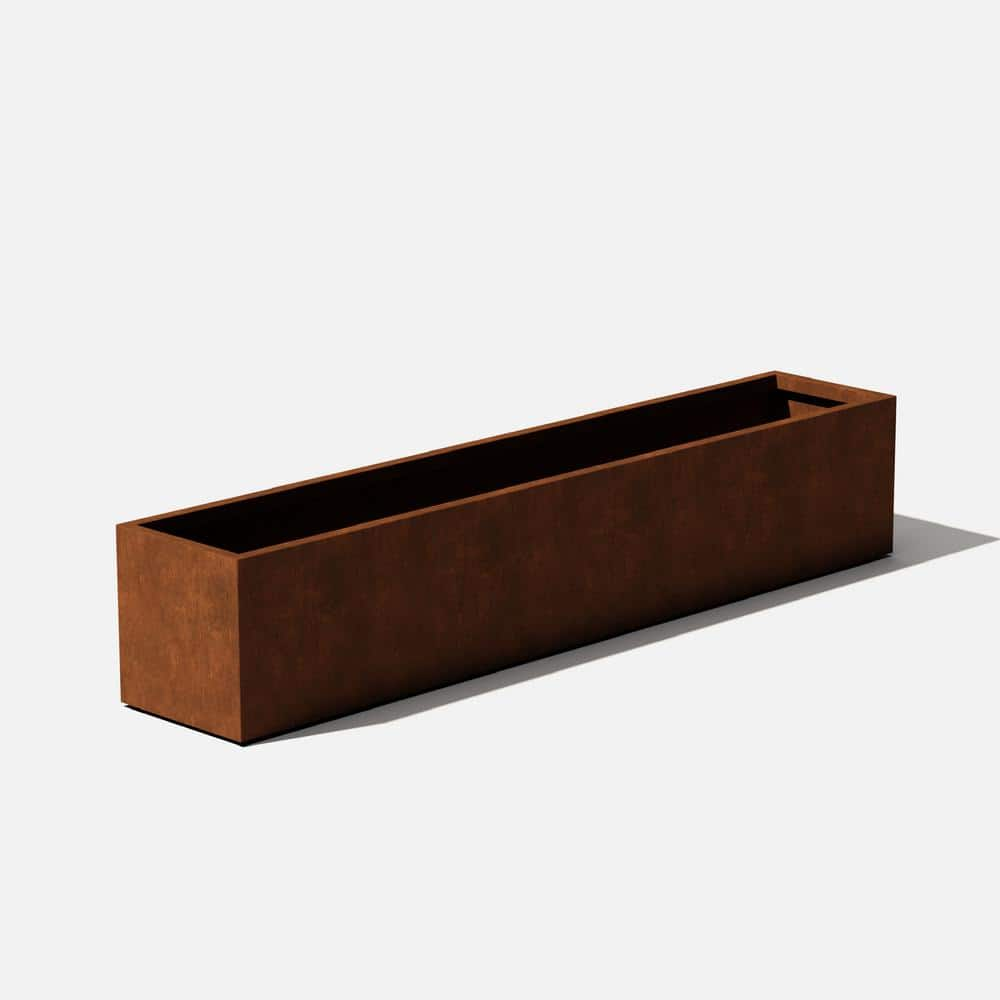 Veradek Trough 48 in. Rust Corten Steel Metal Window Box Planter ...