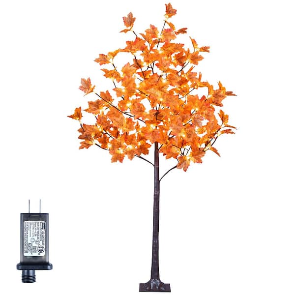 Lightshare 5 ft. Pre-Lit Maple Tree with 96 Warm White Lights, Artificial Christmas Tree