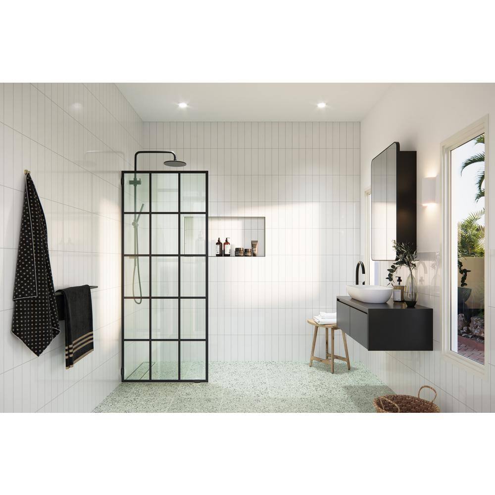 Esprit 32 in. x 78 in. Matte Black Glass Shower Panel