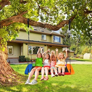 60 in. Colorful Kids Giant Tree Rectangle Swing 700 lbs w/Adjustable Hanging Ropes