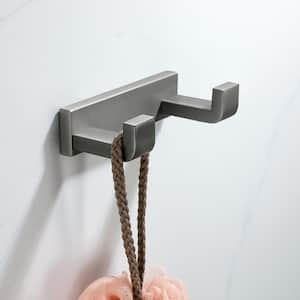 Stainless Steel J-Hook Double Robe/Towel Hook in Graphite Gray with 2 Post Hooks