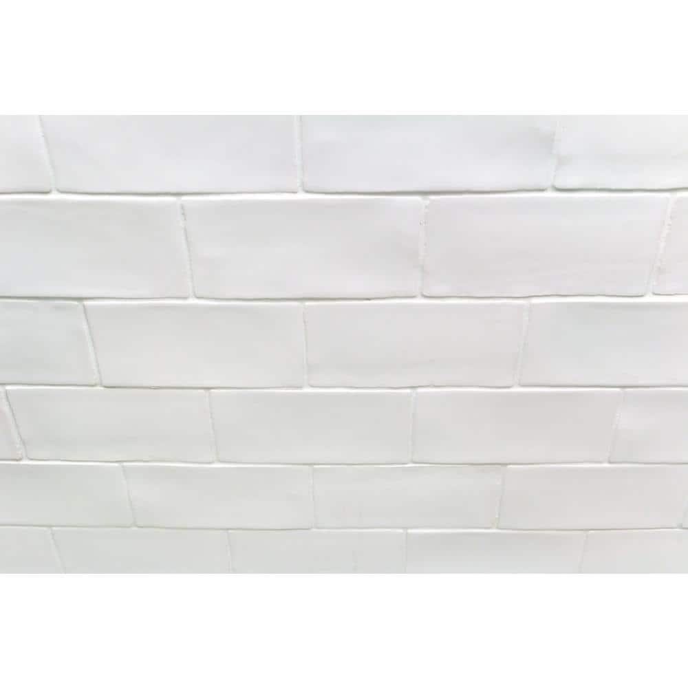 Messi 3" x 6" Polished White Ceramic Subway Wall Tile