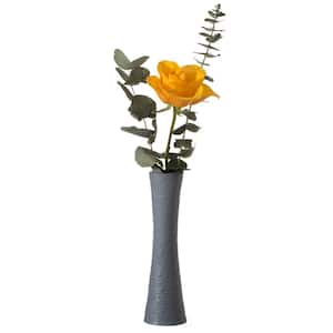 Gray Contemporary Ceramic Textured Slim Hourglass Shape Table Vase Flower Holder