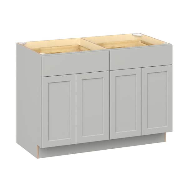 Emerson Whisper Gray Base 2-Drawer with 4-Door Ready to Assemble Kitchen Cabinet (48 in. W x 34.5 in. H x 24-in. D)