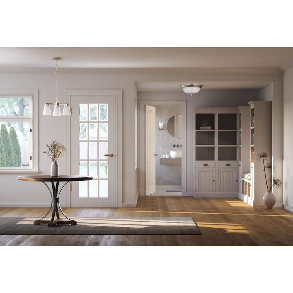 Brushed Nickel 1-Light Vanity with Etched Glass Shade