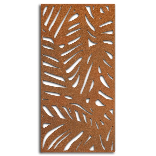 Oasis 3 ft. x 6 ft. Decorative Privacy Panel in Oxy-Shield Weathered Steel with Screws, Rust