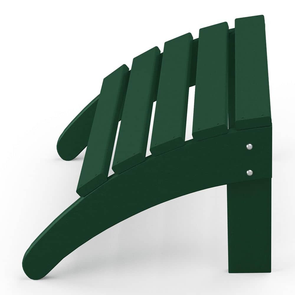 Dark Green HDPE Foldable Curved-Leg Outdoor Ottoman