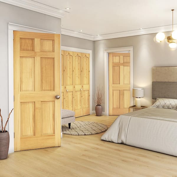 eightdoors 30 in. x 80 in. x 1-3/8 in. 6-Panel Clear Pine