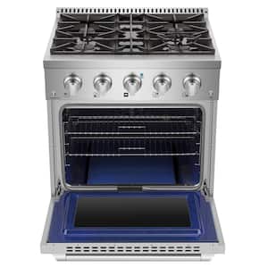 30 in. 4.2 cu. ft. Single Oven Gas Range with 4 Sealed Ultra High-Low Burners in Stainless Steel